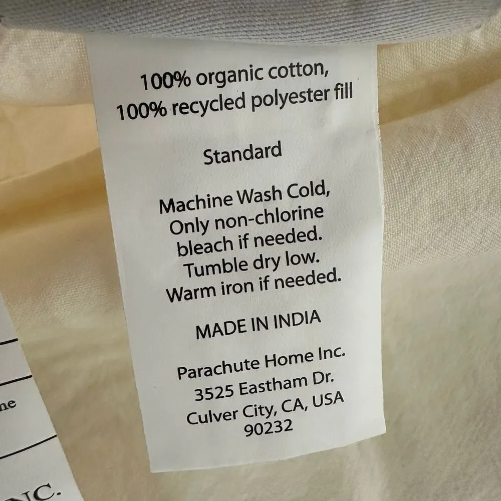 Parachute Soft Stitch Standard Pillow Sham Organic Cotton Natural